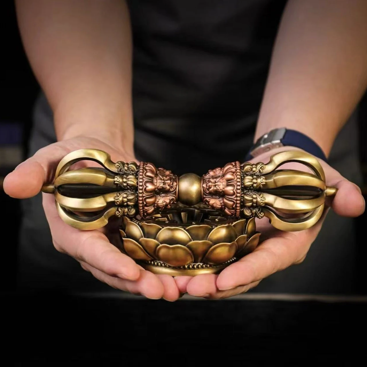 Nine-Pronged Vajra Pestle Subduing Demons,Buddhist Altar Home Ornament,Nepalese Style Copper Esoteric Buddhist Ritual Implement