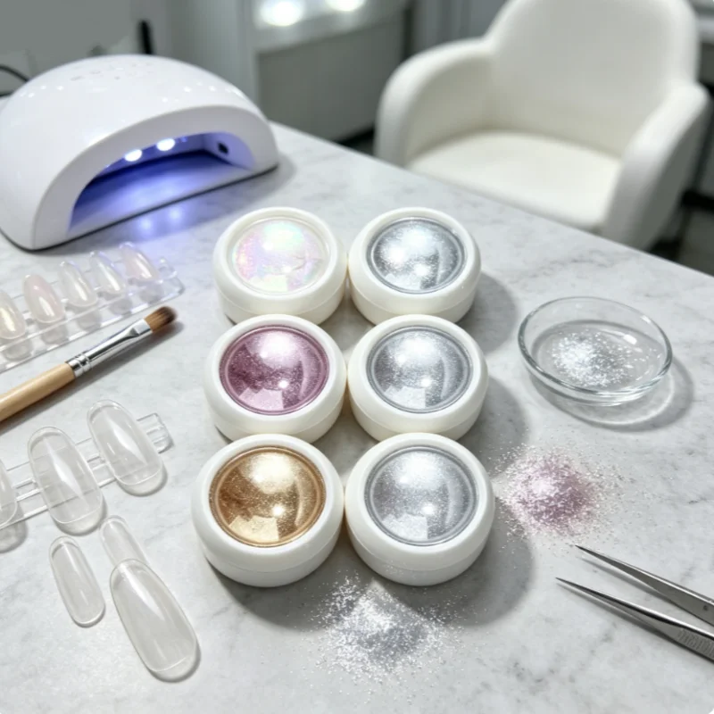 Chrome Mirror White Nail Powder Pigment Gold Silver Rubbing Holographic Aurora Iridescent Metallic Nail Art Power Decoration