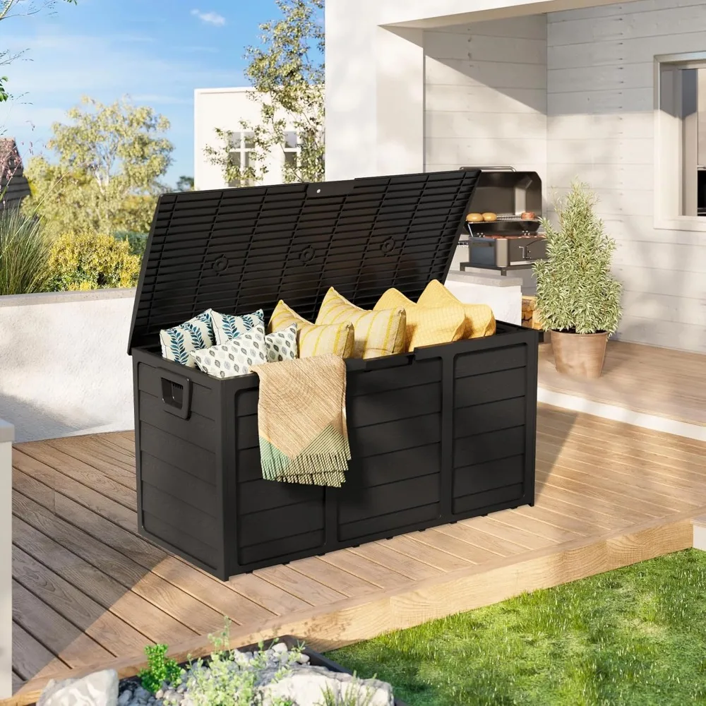 

Коробка для уличной террасы емкостью 75 галлонов, сверхпрочное водонепроницаемое хранилище с запирающейся крышкой, устойчивая к ультрафиолетовому излучению и атмосферным воздействиям смола для мебели для патио