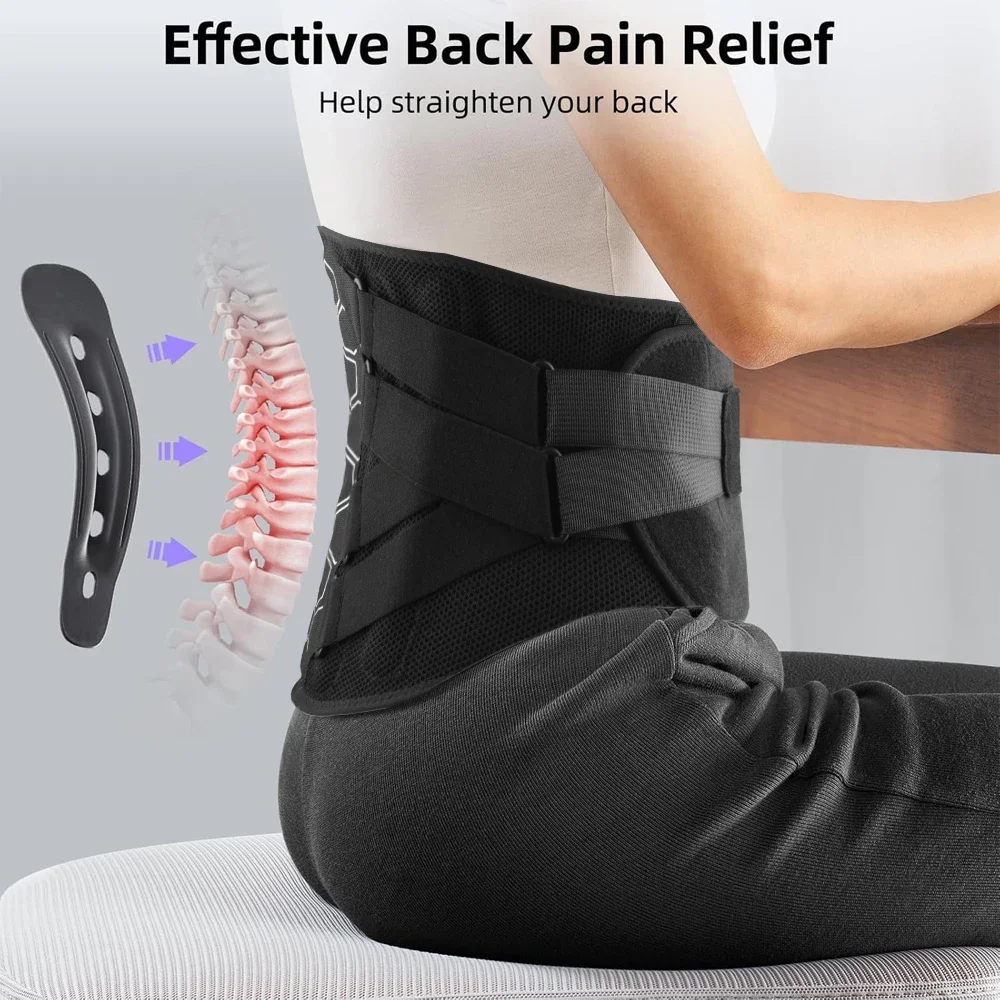 1Pcs Back Brace with Pulley System, Sciatica, Herniated Disc, Scoliosis,Lumbar Support Belt with 4 Aluminum Stays 2 Spring Stays