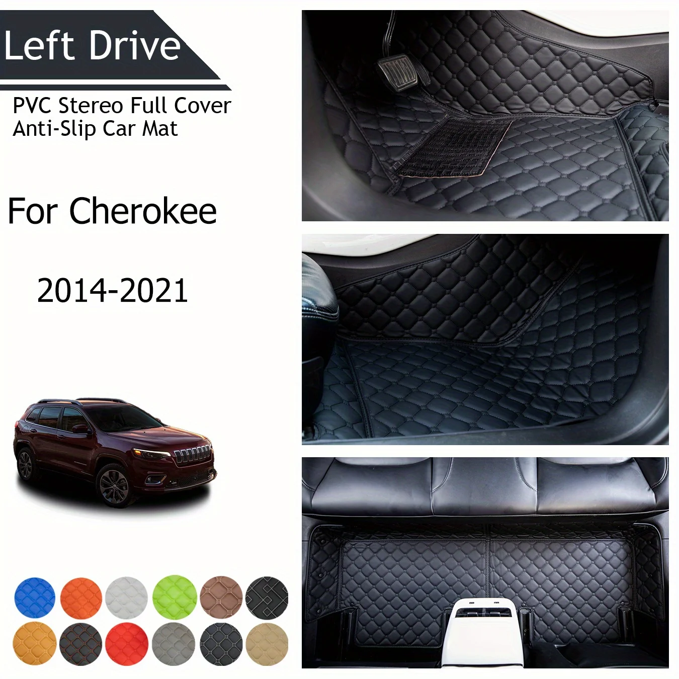 

TEGART 【LHD】For Jeep For Cherokee 2014-2021 Three Layer PVC Stereo Full Cover Anti-Slip Car Mat Car Floor Mats Car Accessories