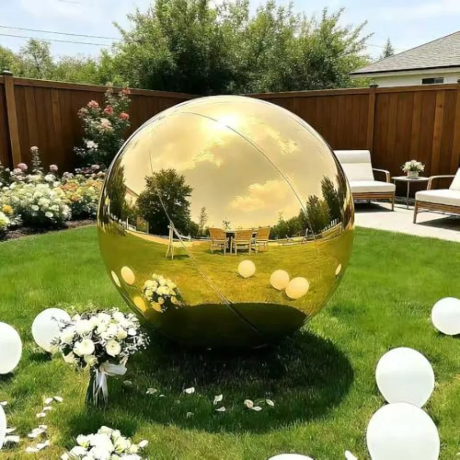 

Inflatable Mirror Ball Large Shiny Gold PVC Disco Bubble Balloon for Christmas Birthday Party Wedding Decoration Hanging Standi