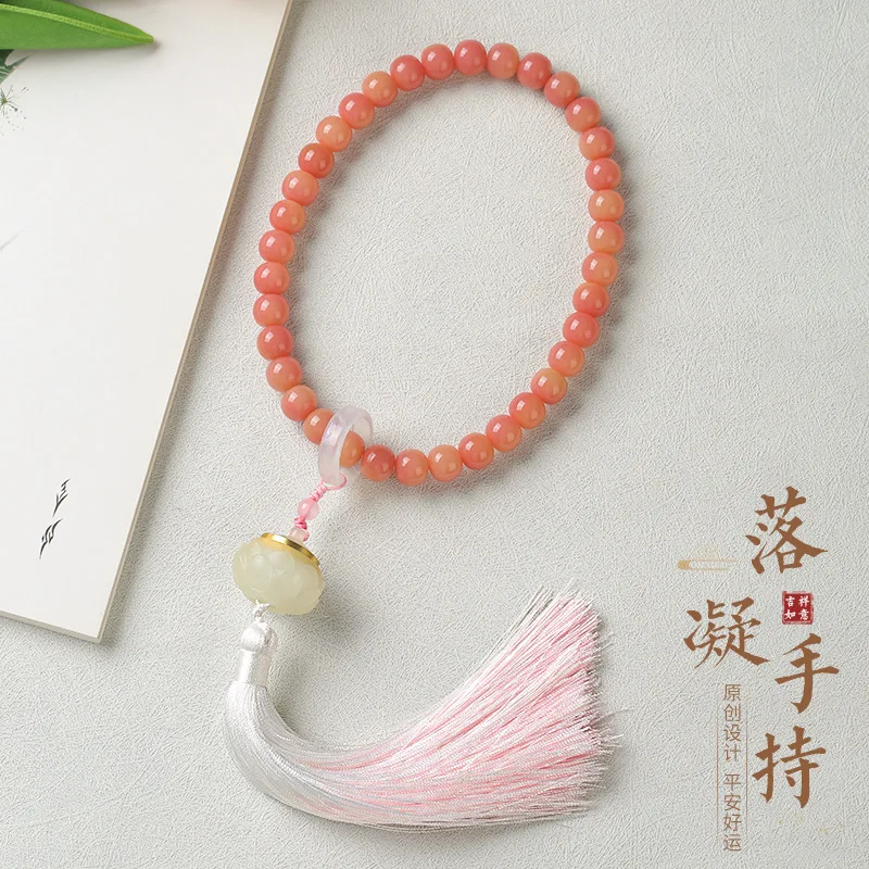 

Новый браслет из корня Бодхи из белого нефрита с женским лучшим другом, держащий древние и элегантные бусины Бодхи в стиле Су в двойных кругах