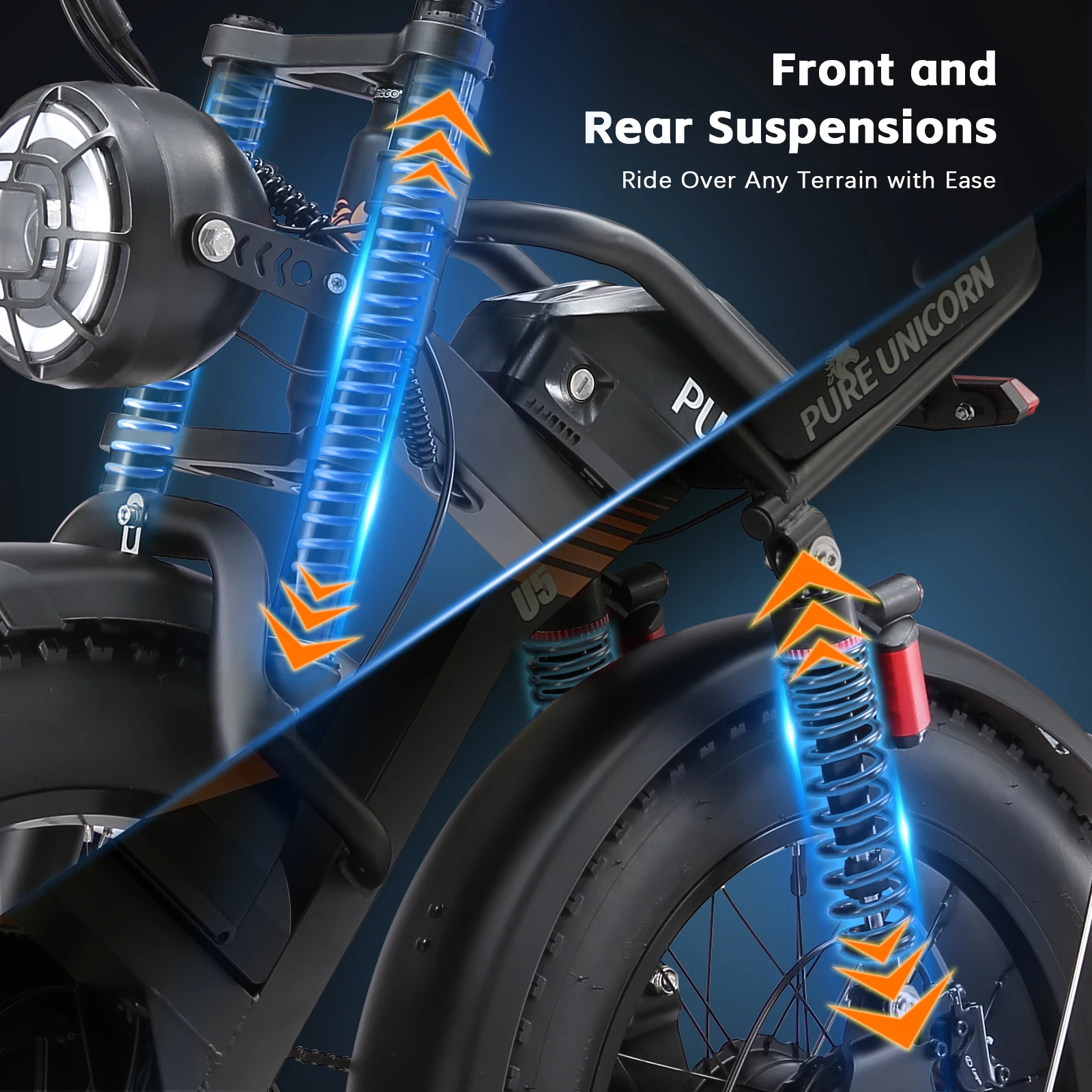 Fat Tire Elektrofahrrad 48V 1000W 19,2Ah Langstrecken-E-Bike für Herren 45KM/H 20 Zoll Moped-Style Mountain E-Bike – Detail 7
