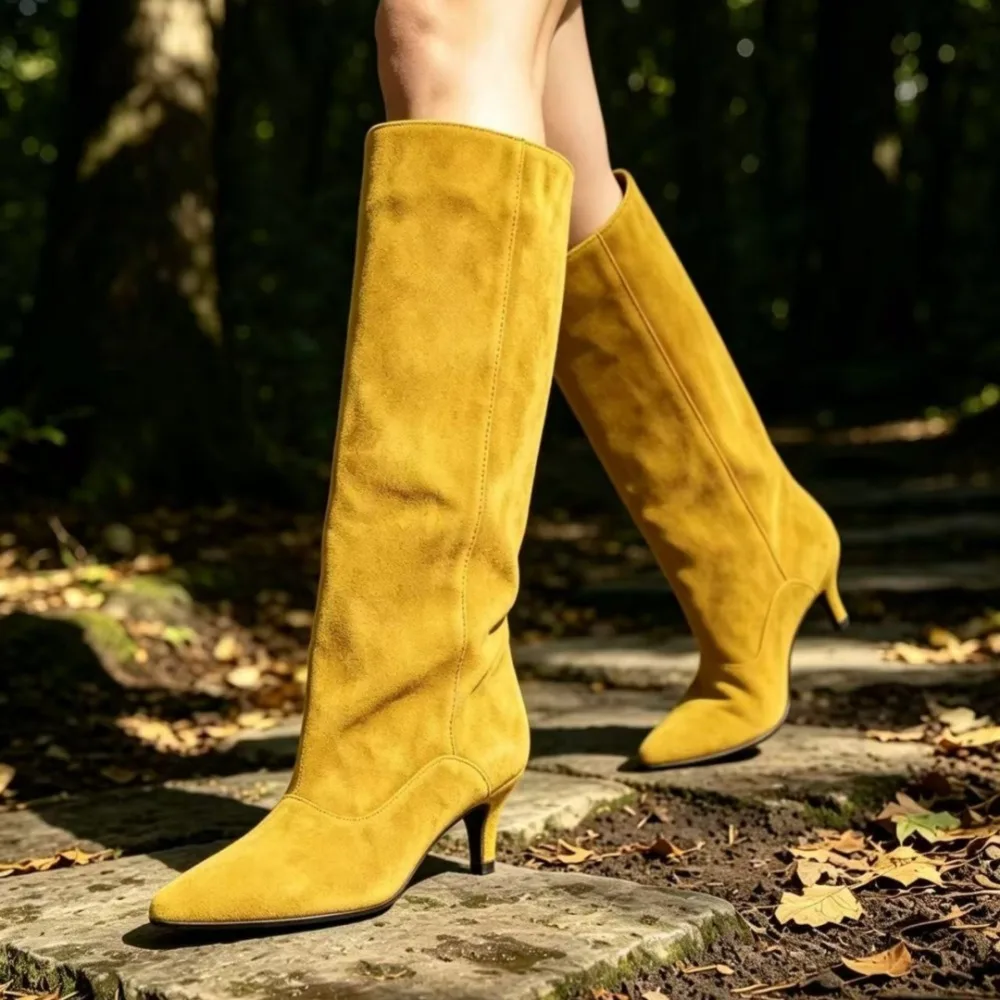 brown-suede-kitten-heel-mid-calf-tall-boots-pointed-toe-slip-on-elegant-casual-women-shoes-for-autumn-winter-outing