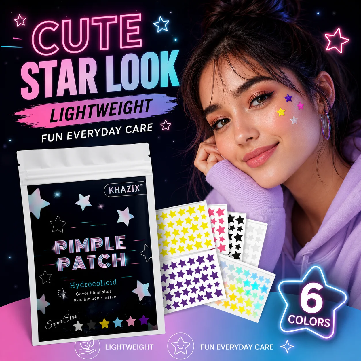 240pcs Star Pimple Patches For Face Hydrocolloid, Absorbing Cover, Tea Tree, Hydrocolloid Acne Patch, Cute Star Pimple Patch