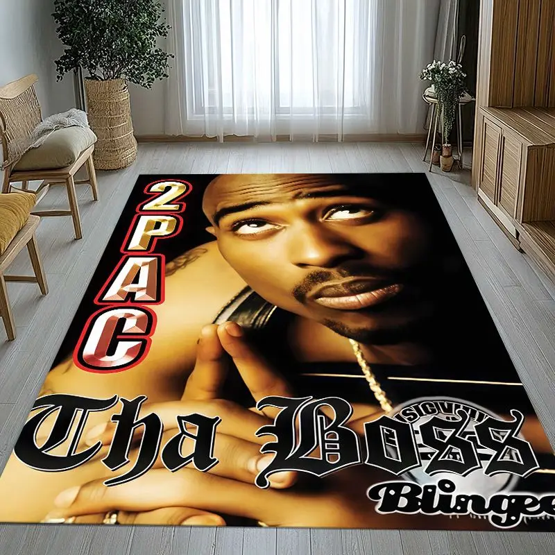 Vintage Tupac 2Pac West Coast Rap Legend Soft Non-Slip Large Area Rug for Living Room,Bedroom Carpet Mat for Sofa,Home Decor