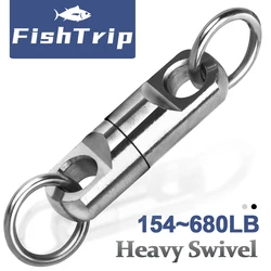 FishTrip Heavy Swivels Solid Welding Ring Stainless Steel Saltwater Swivel High Strength Durable for Big Fishing