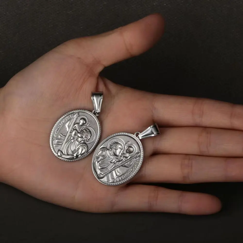 Diyalo 3 ألوان الفولاذ المقاوم للصدأ سانت كريستوفر قلادة تميمة عقد دي اي واي تأكيد الأسرار مجوهرات الإغاثة الدينية