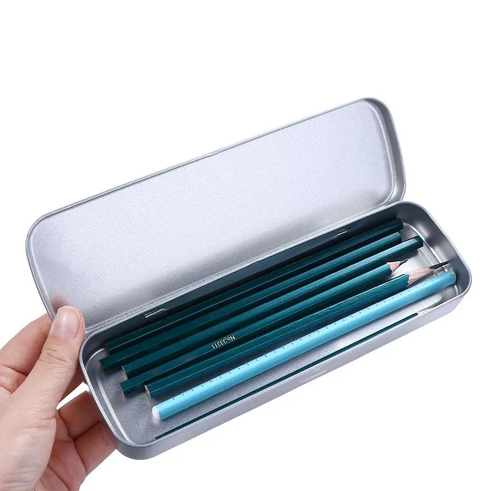 Simple School Supplies Student Single Layer Pen Box Metal Pencil Box Pencil Storage Box Pencil Case Stationery Box