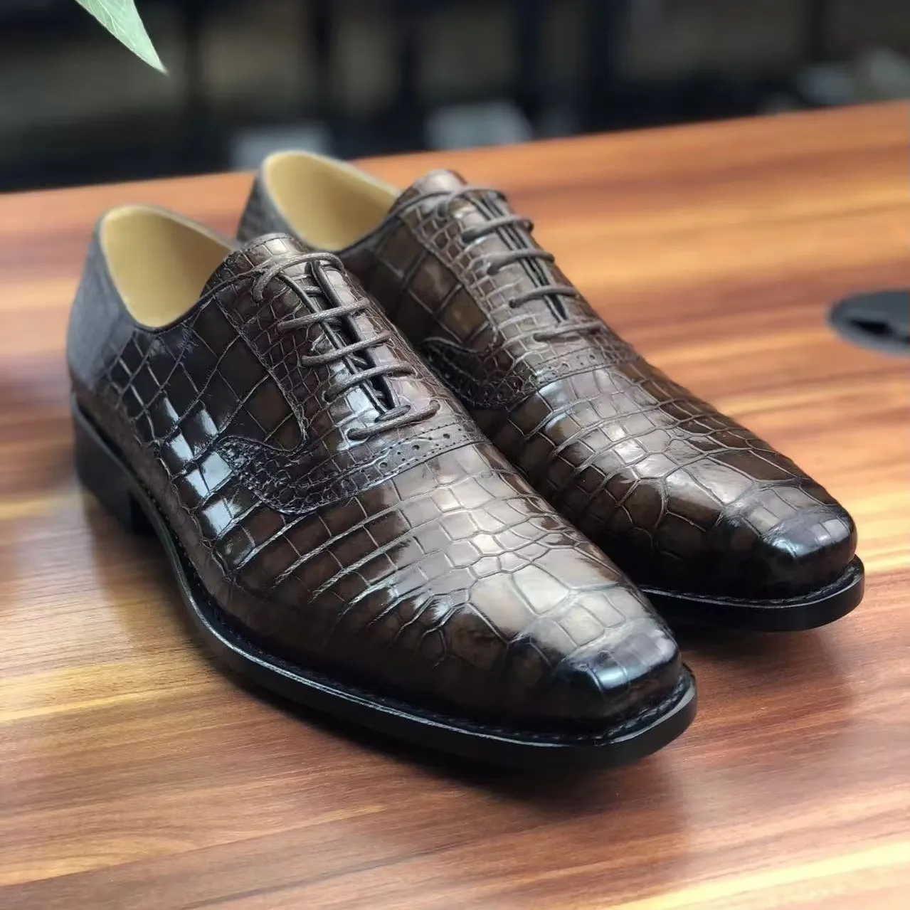yingshang new men dress shoes male formal shoes wedding meeting crocodile shoes office business