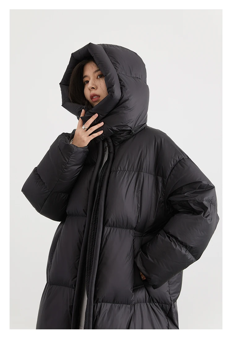 CHIC VEN Women Long Down Coats Hooked Loose New Solid Woman Down Jacket Thick Soft Warm Female Overcoat Autumn Winter 2025