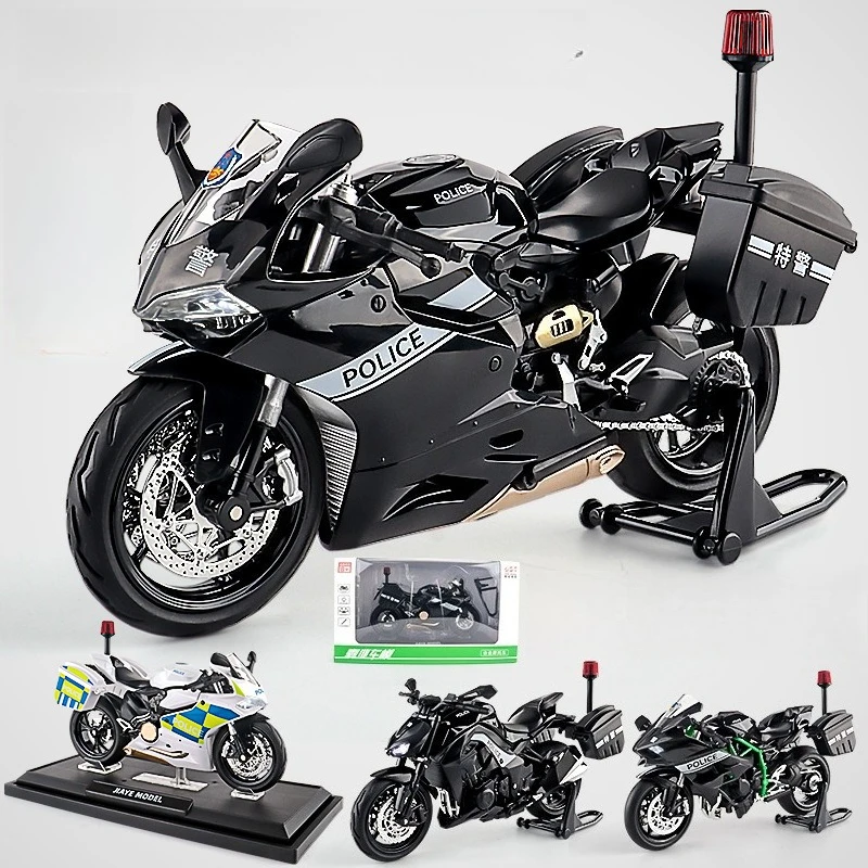 

Jiaye 1:12 1199 Motorcycle Police Car Alloy Model Ornament SWAT Police Car Boy Toy Car