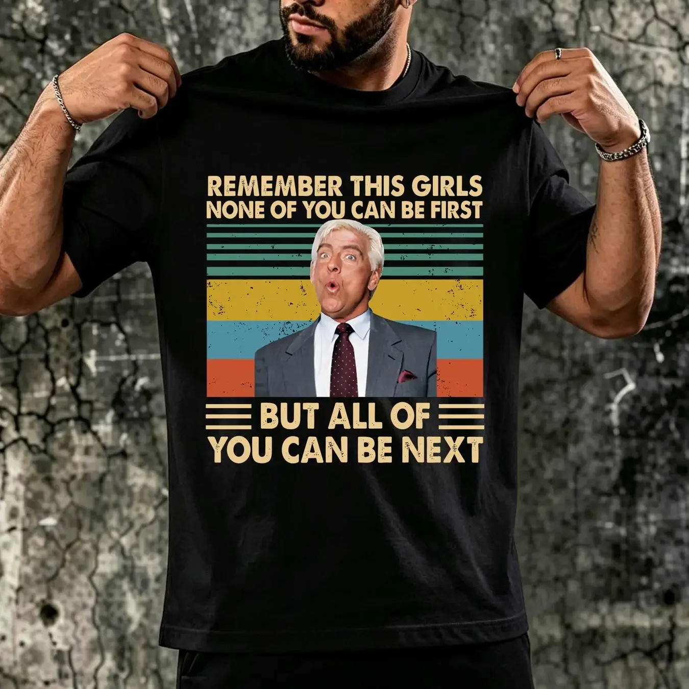 washed T Shirt Ric Flair None Of You Can Be First But All Next SF667403 long or short sleeves vintage Washed homme