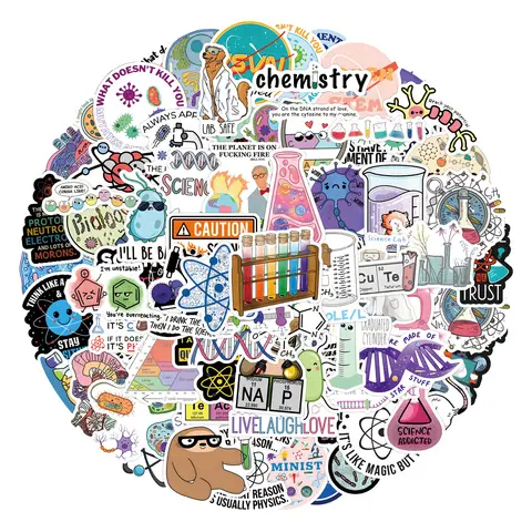 10/30/50/110PCS 재미 있은 생물학 연구 스티커 과학 실험 만화 스티커 장난감 DIY 스크랩북 노트북 기타 자전거 데칼
