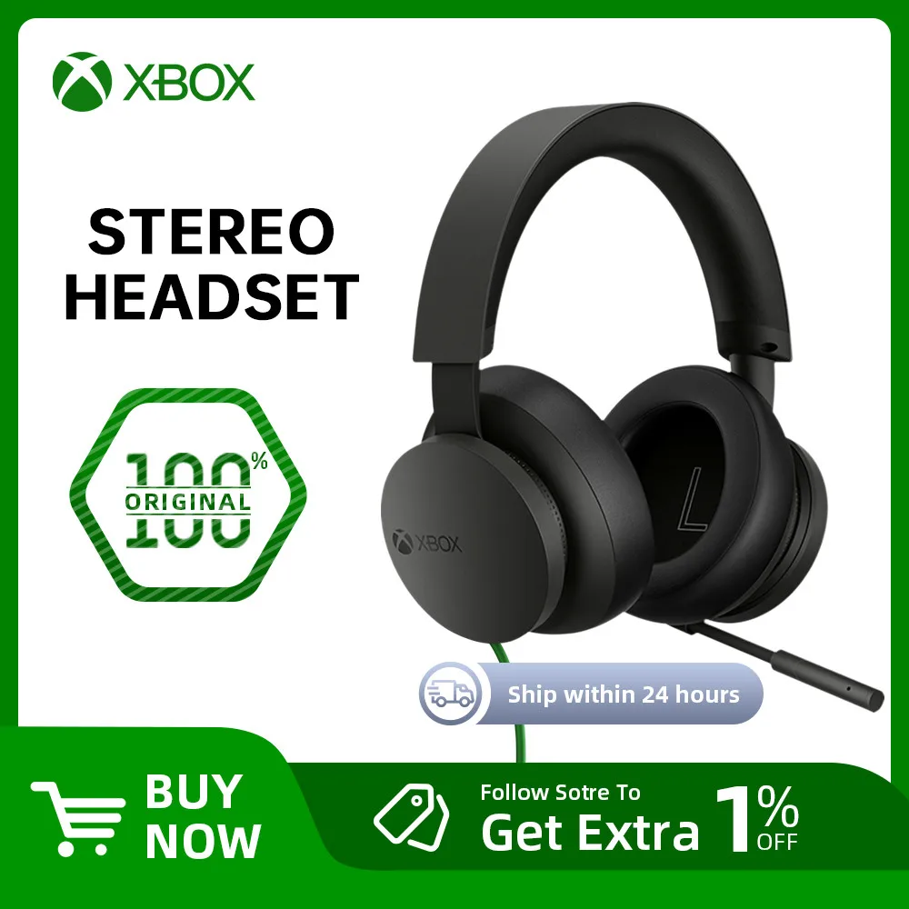 100% New Orginal Microsoft Xbox Stereo Wired Headset – Xbox Series X S, Xbox One and Windows 10 Devices