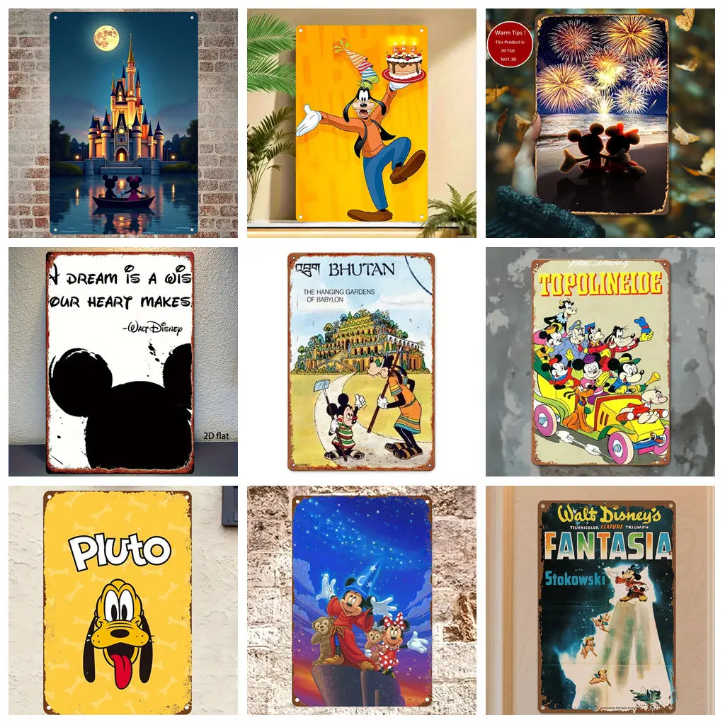 

Miniso Disney Joyful Collection Poster Metal Plaque Retro Decorative Plate Bar Garage Club Metal Sign Wall Decoration