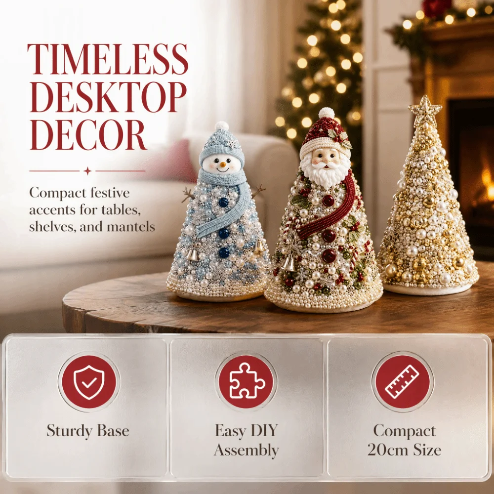 Multicolor Beaded Christmas Tree Kit Home Tabletop Size Crystal Beads Holiday Bead Craft Kits Creative Craft Design Dreamy Style