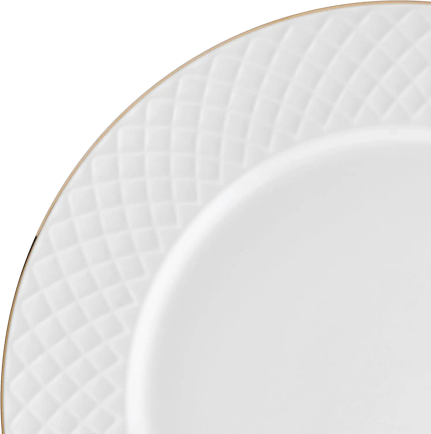 طقم أواني طعام مكون من 12 قطعة من Trellis Gold Rim Bone China خفيف الوزن ومقاوم للرقاقة، خدمة لـ 4 أشخاص