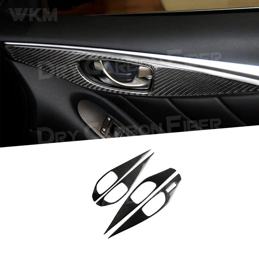 

Carbon Fiber Car Interior Accessorise Door Handle Panel Stickers For Infiniti Q50 Q60 2014-2020 4Pcs/set