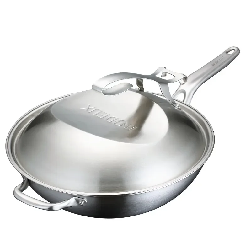 Three-layer Steel Non-stick Pan 32CM-5.4L Stainless Steel Frying Pan Wok