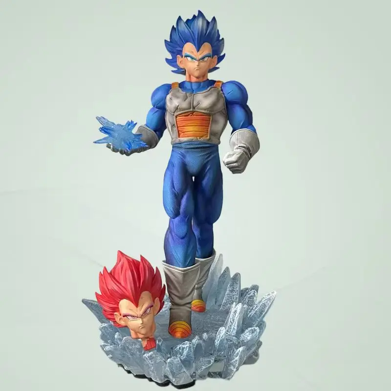 

Коллекционная статуэтка Vegeta Super Saiyan Blue с двумя сменными головами, модель GK по мотивам Dragon Ball, украшение для дома для коллекционеров аниме.