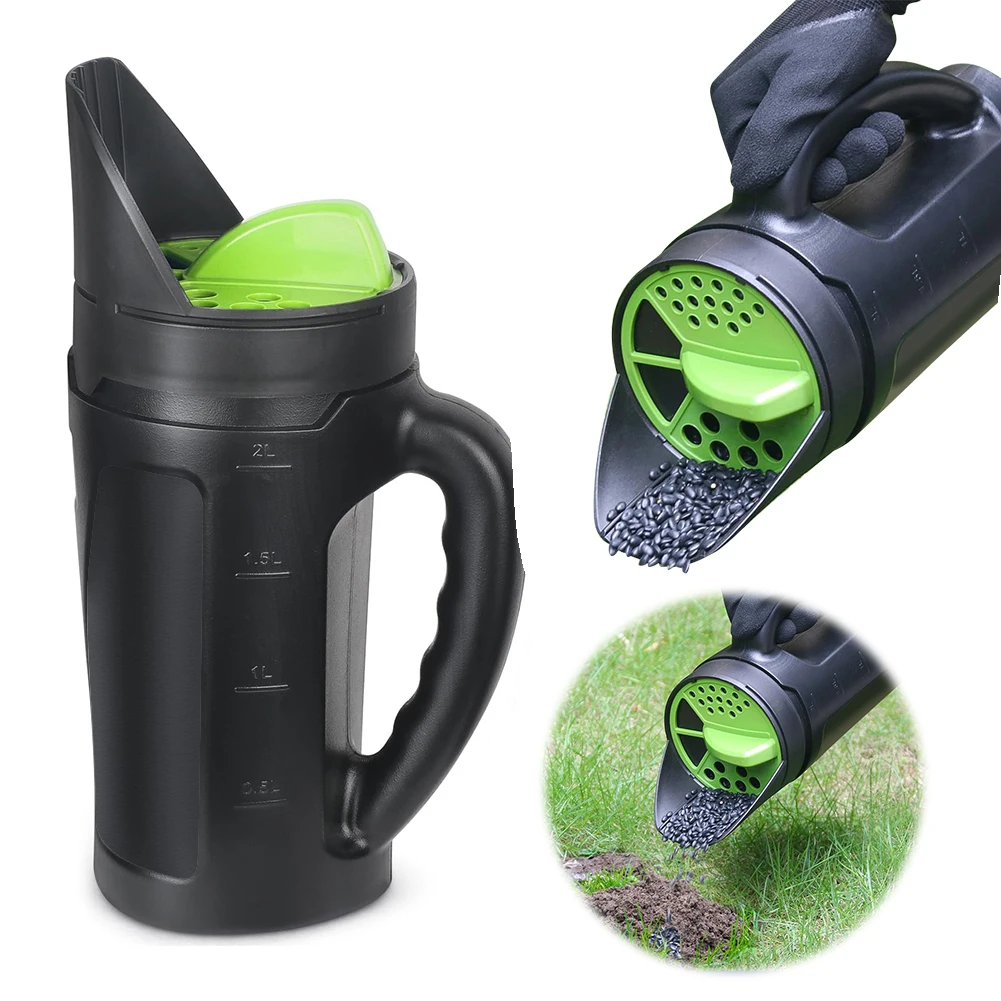 

Ручной разбрасыватель семян с регулируемым размером отверстий, ручная сеялка для газона, дозатор семян для сада и газона