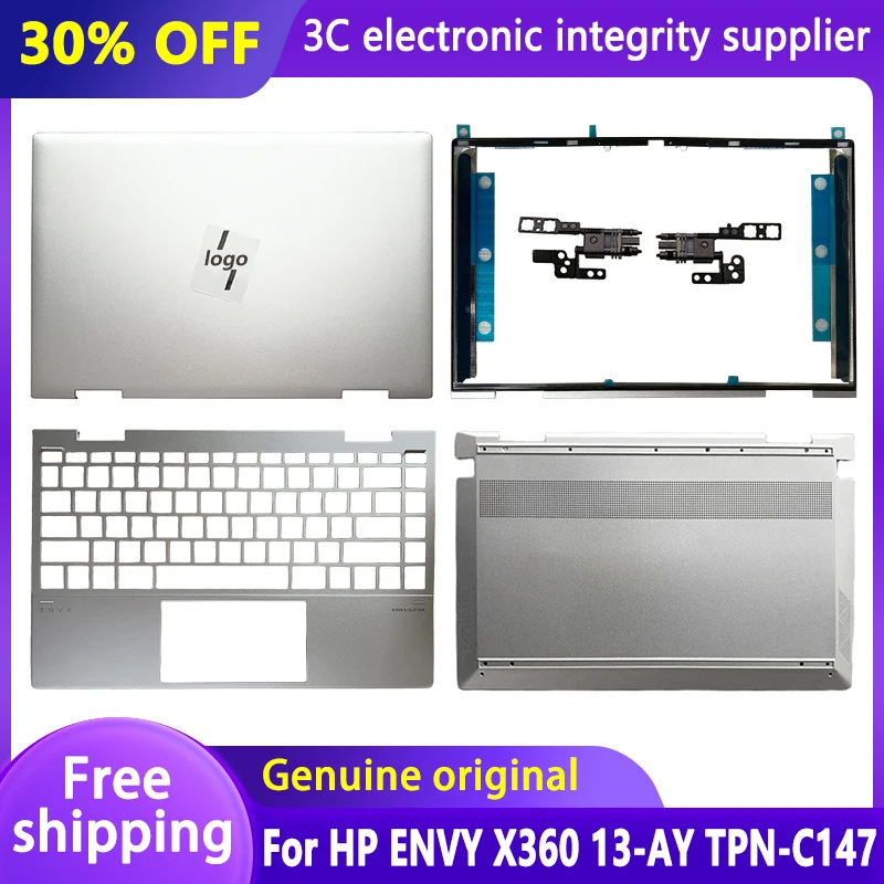 

New Laptop Case For HP ENVY X360 13-AY TPN-C147 13inch LCD Back Cover Front Bezel Palmrest Bottom Case Hinges Replacement Silver