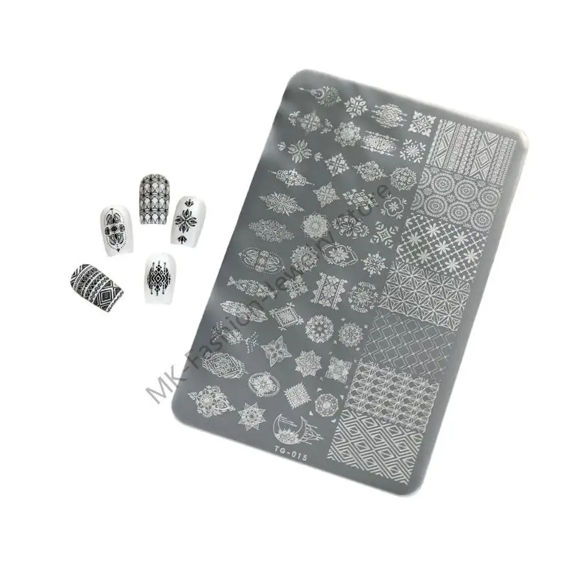 

Q6PF Профессиональный шаблон дизайна ногтей с сеткой «гусиные лапки», инструмент для штамповки из нержавеющей стали для салонов