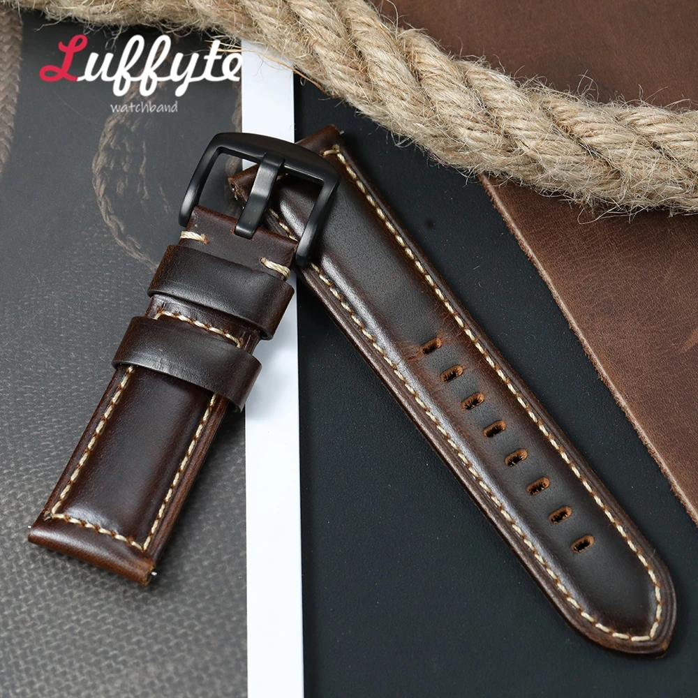 اليدوية خمر الجلود حزام (استيك) ساعة 18 مللي متر 20 مللي متر 22 مللي متر 24 مللي متر 26 مللي متر مع النفط الشمع رئيس طبقة جلد البقر حزام سوار المعصم الفرقة