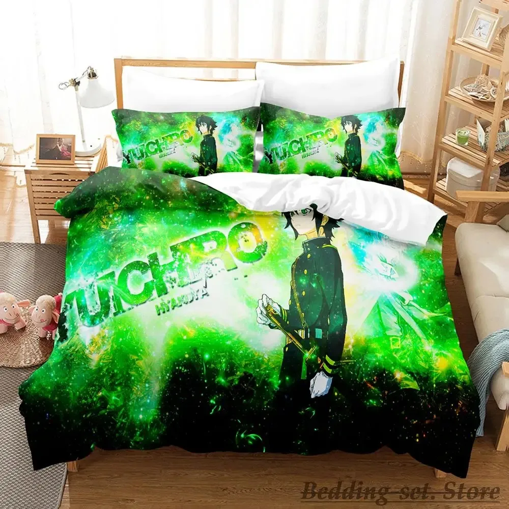 2023 Seraph of the end Bedding Set Single Twin Full Queen King Size Bed Set Adult Kid Bedroom Duvetcover Sets Anime Bed