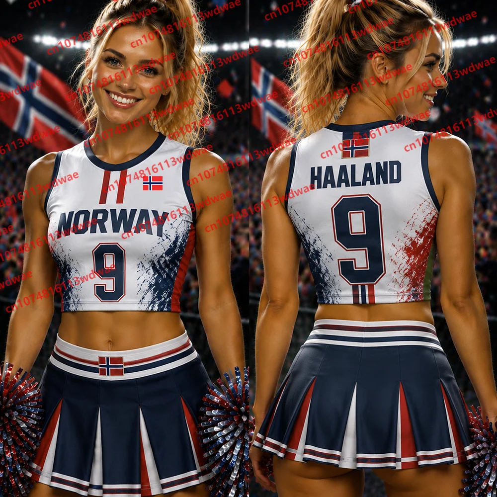 Norway Match clothing Women Football Jersey Haaland 9 Jersey Sleeveless Jersey Cheerleaders Crop Top T-shirt Kid Tshirt