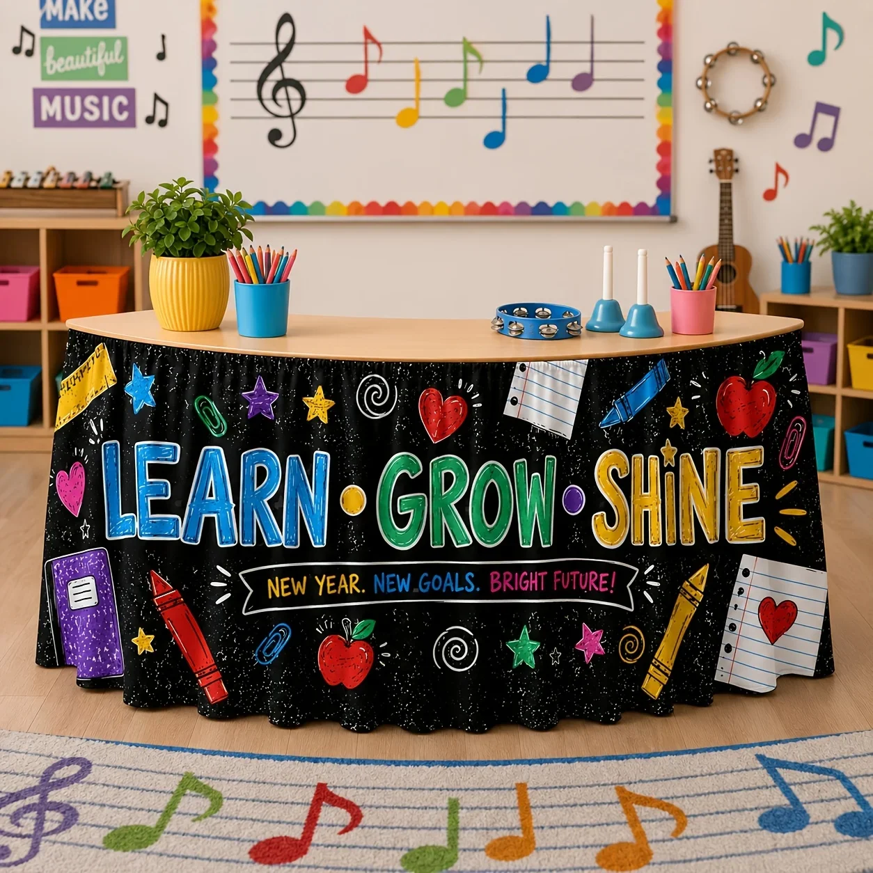 Halloween, Christmas, party table skirt, 1-piece set. Learning and growth shine. Classroom decoration table skirt design.xzj