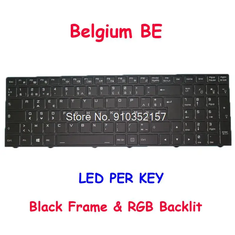 

RGB GR Colourful Backlit Keyboard For CLEVO PA70 PA71 PA70EP6(-G) PA71EP6(-G) PA70ES(-G) PA71ES(-G) Belgium BE Black LED PER KEY