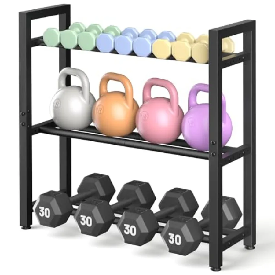 

Dumbbell Rack Stand Only Weight Rack for Home Gym Heavy-Duty Kettlebell Rack 3 Tier Adjustable Weight Storage Racks Space-Savin