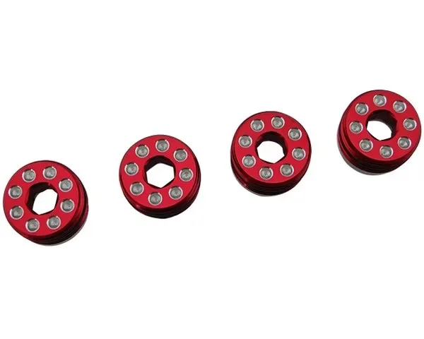 Hot Racing heavy duty aluminum hub nuts with Delrin pivot ball cups for 1/8 Arrma Kraton Notorious Outcast Senton