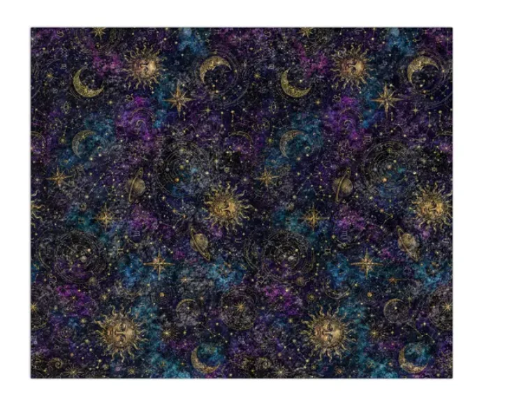 Decke mit Astrologie-Motiv, Sternzeichen, Mond und Sterne, lila Witchcore-Dekor, Gothic-Couchdecke, gemütliches Geschenk – Detail 3