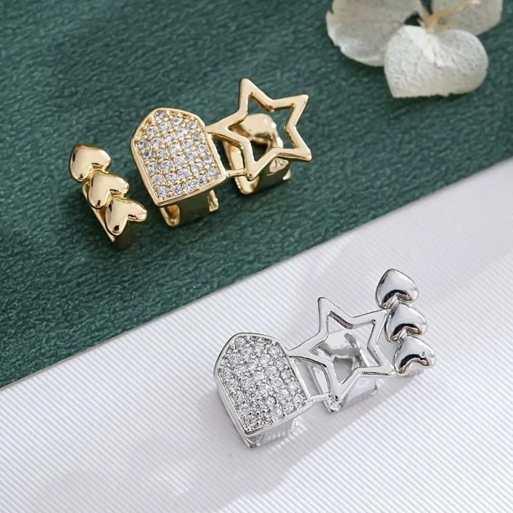 Geometric Tooth Grillz Jewelry Irregular Shape Zirconia Double Hollow Star Tooth Accessory Pentagram Design