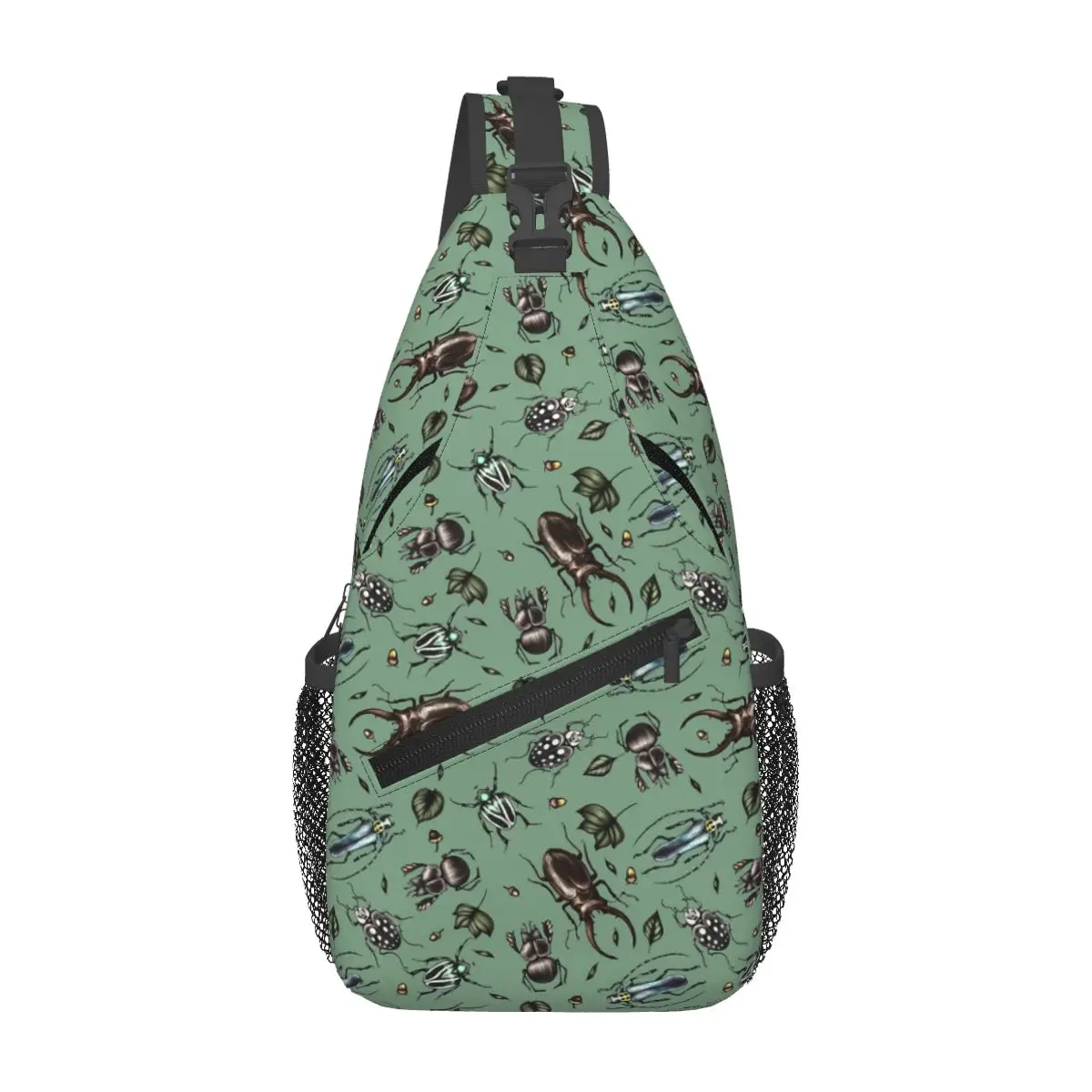 Colored Beetle Pattern - Insect Collection Chest Bag Men Sling Crossbody Backpack Chest Bag Travel Hiking Daypack Shoulder Bag