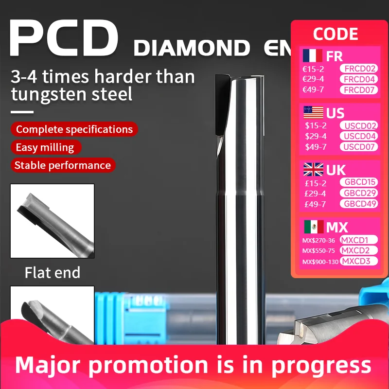 

PCD Diamond Chamfer Milling Cutter Carbide Countersink Engraving Bits for Fiberglass Zinc Alloys Carbon Brazing CNC Router Tools