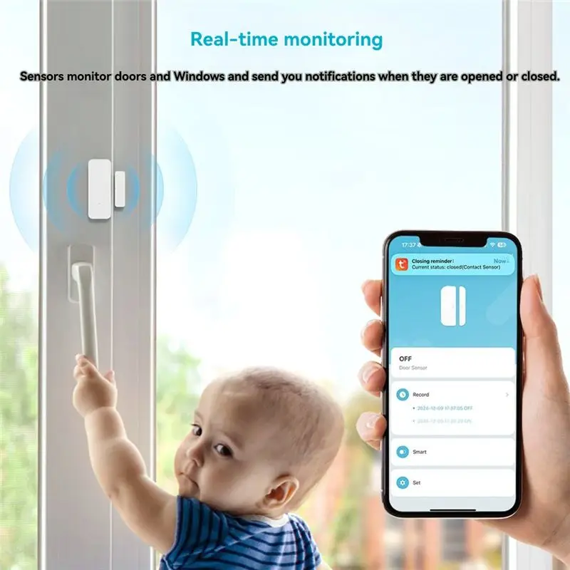 

-[A51I Digital]Wireless TUYA Smart WIFI Door And Window Sensor, Alert System For Open/Closed Door Notifications