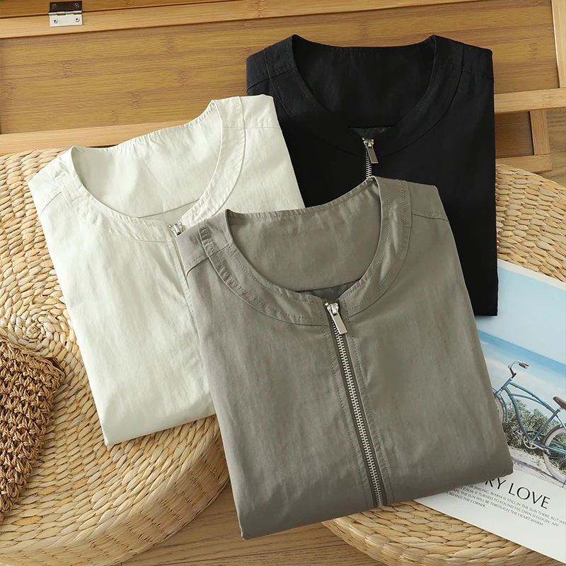 

Casual Loose Zipper Slimming Vest Pure Color Open Cardigan Polyester Fiber Iron-Free Procing round Ne Regular Length