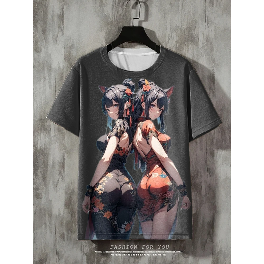 Anime Men\'s T-Shirt Trend Fashion Street T-Shirt Hip-Hop Loose Short Sleeved Anime T Shirt For Men Clothing Casual Fashion Top