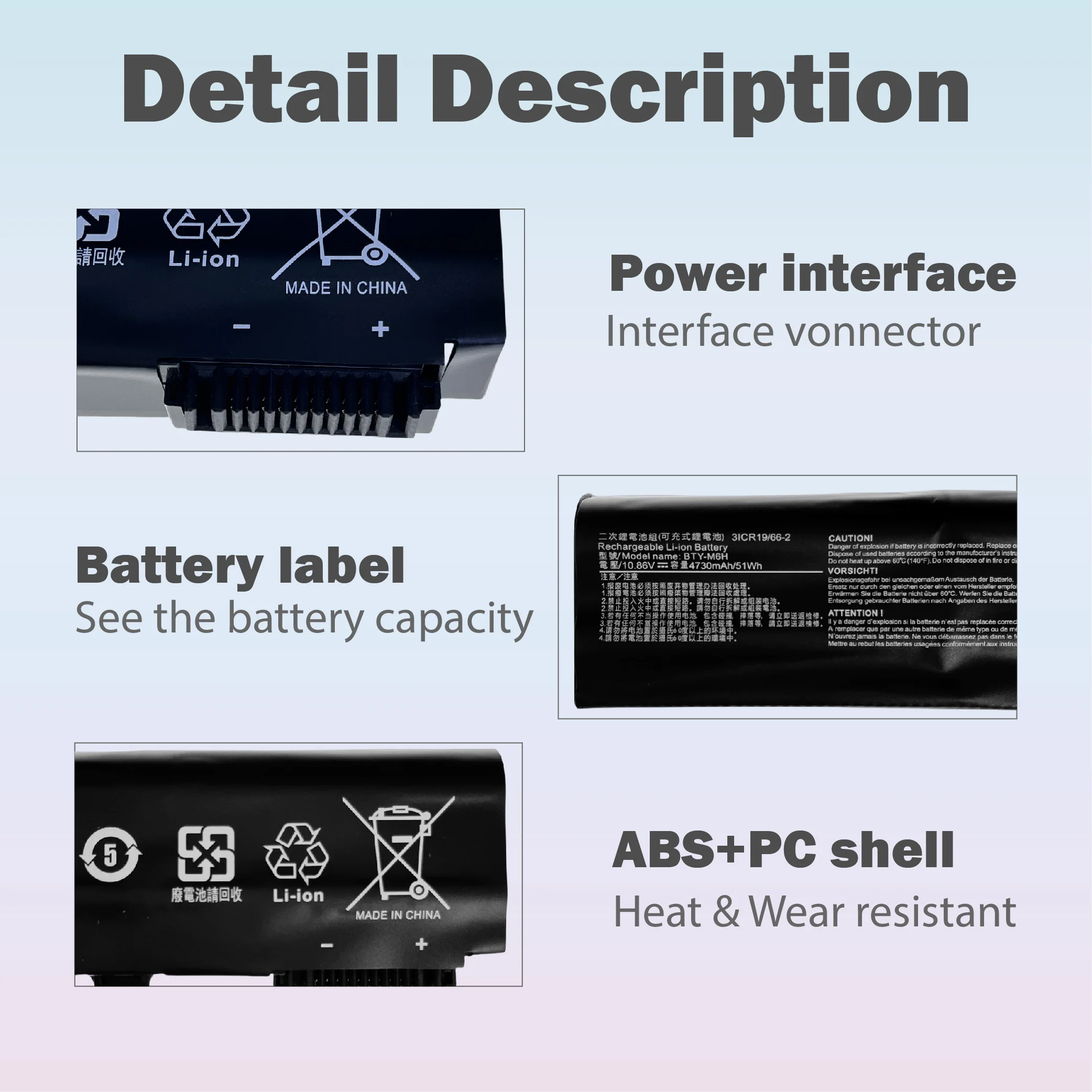 BTY-M6H 11.4V 4400mAH بطارية الكمبيوتر المحمول ل MSI GE62 GE72 GP62 PE60 PE70 GE62VR GP72 GL72 2QC 2QD 2QE GL62M MS-1792 MS-1