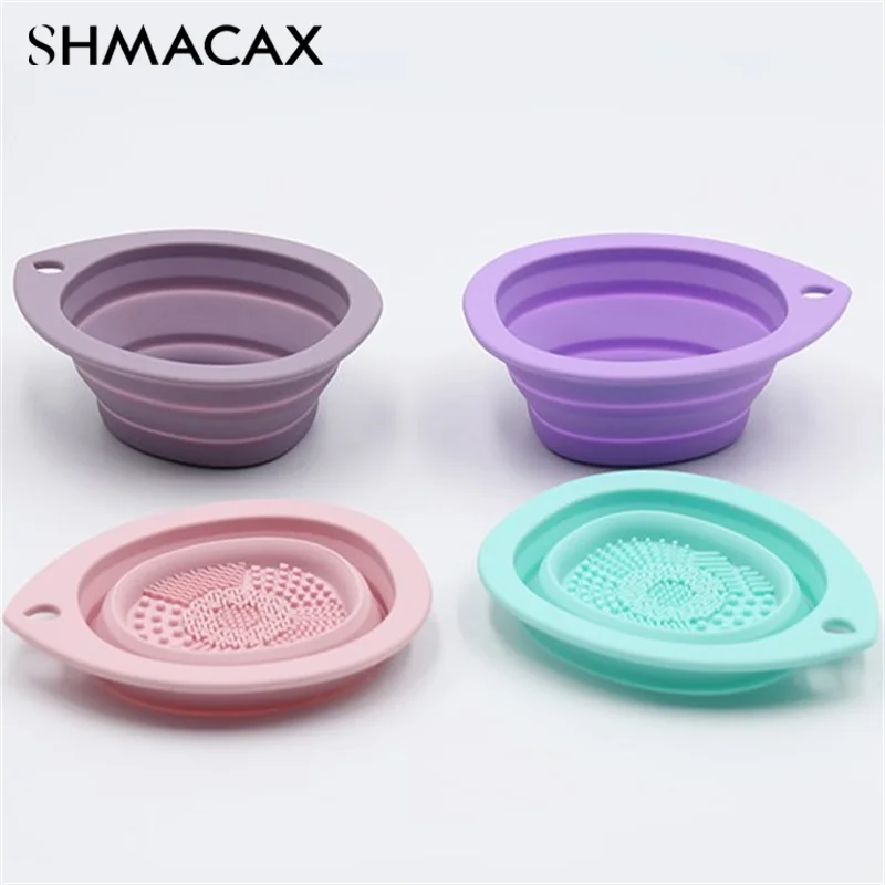 Foldable Silicone Maquiagem Escova Limpador, Scrubber Bowl, Ferramenta de lavagem portátil, Limpador cosmético