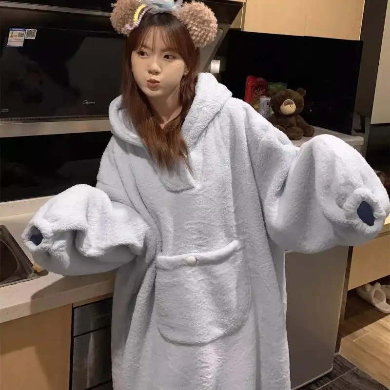 

Women's Clothing Sweet Cute Pajamas Fleece-Lined Thicken Winter Homewear Pajama Set Hit Product Comfortable Fashion Conjoined