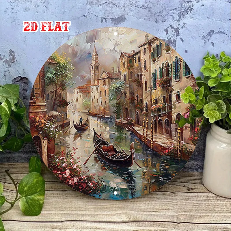2D Flat, 1pc Vintage Italian Architecture Wall Decor with Grand Canal & St. Mark'S Square - Poster for Home, Bar, Bar Decoration