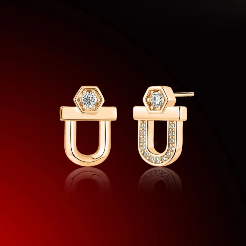 Prigael Stainless Steel U-Shaped Women's Earrings Pressed Möbius Ring Nail Earrings Rust-Free And Nickel-Free Jewelry