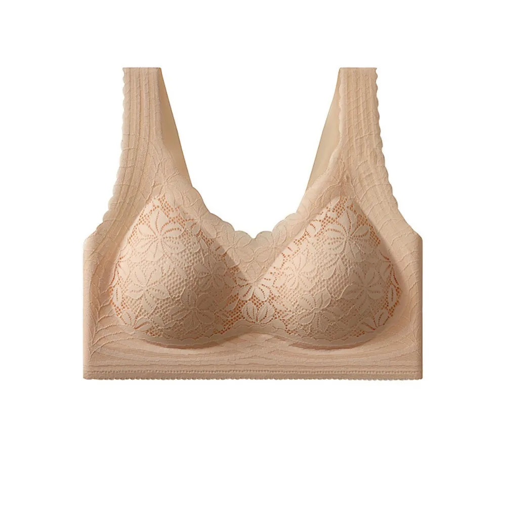 

Sweet Push Up Wireless Deep V Bra Shockproof Lingerie Lace Mesh Bra Thin Anti-sagging Underwear Women Gifts