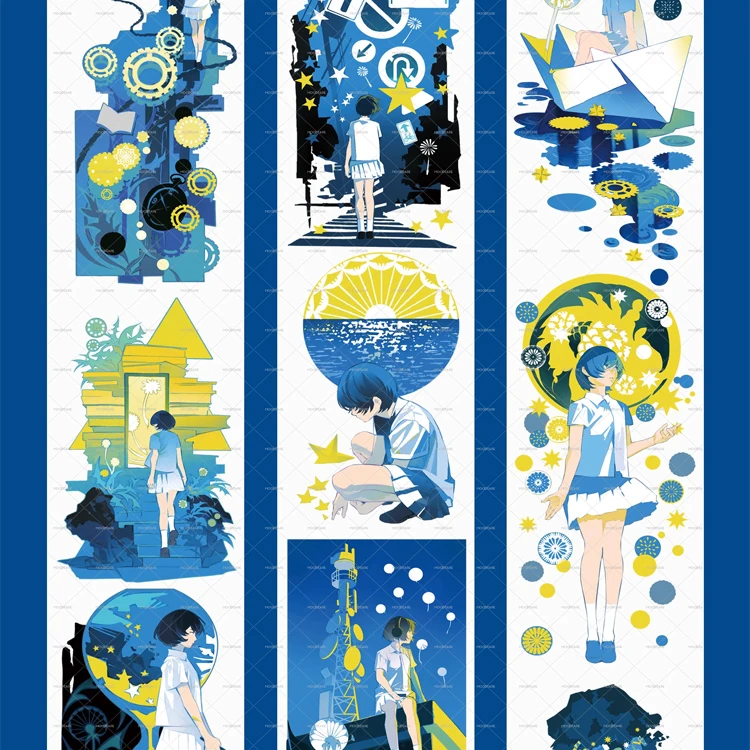 

1 Loop girls Washi Pet Tape Sample - MOODTAPE Moments and Stars PET scrapbook Shiny Scrapbooking Journal